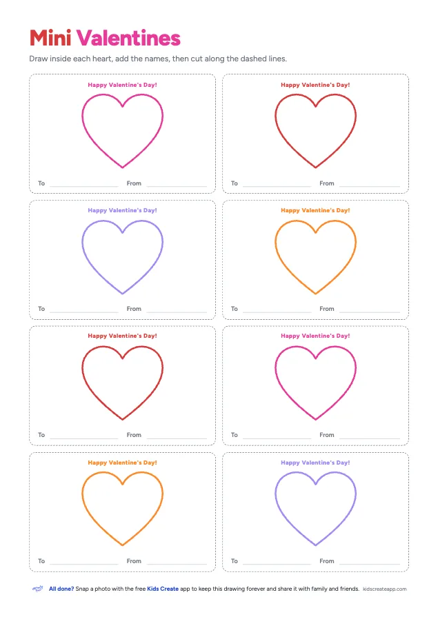 Preview of the Draw-Your-Own Valentine Cards printable